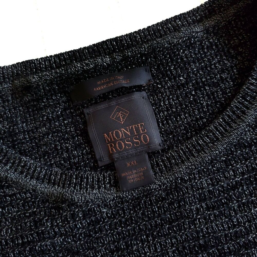 MONTE ROSSO textured pullover casual knit crewneck sweater heathered black XXL - Picture 4 of 6